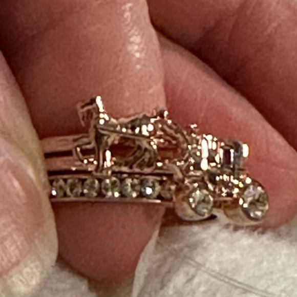 COACH horse and carriage ring rhinestones band rose gold size 6 FINAL MARKDOWN - Picture 2 of 4